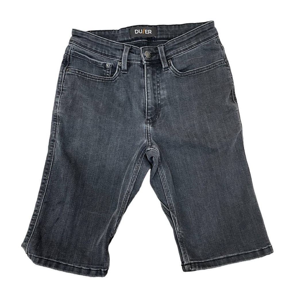 Duer DU/ER Shorts Men Size 28 N2X Slim Fit Denim Black Shorts 11" Inseam Stretch